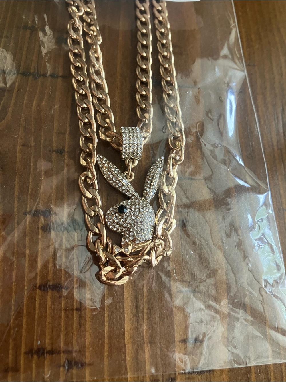 NWT Playboy Gold Chain with Diamond Bunny Pendant